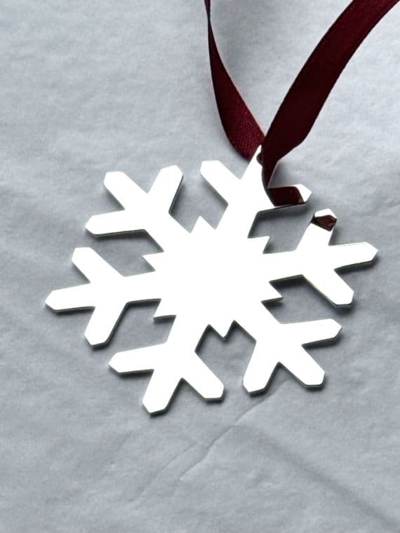 Personalised Silver-Plated Snowflake Decoration | Straight-Edge Design | Made in Birmingham Jewellery Quarter