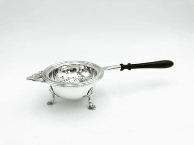 Sterling Silver Tea Strainer with Footed Bowl