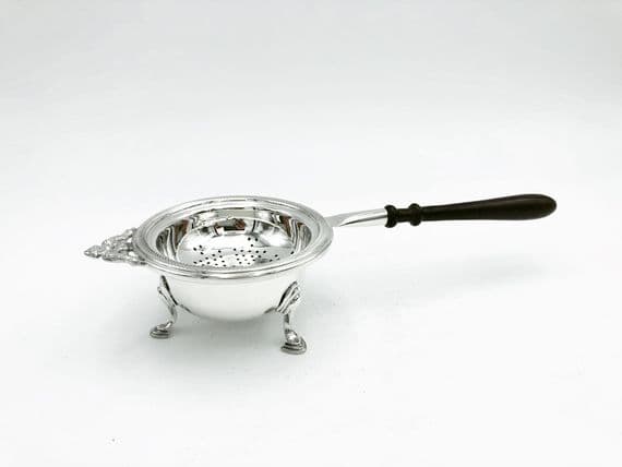 Sterling Silver Tea Strainer with Footed Bowl