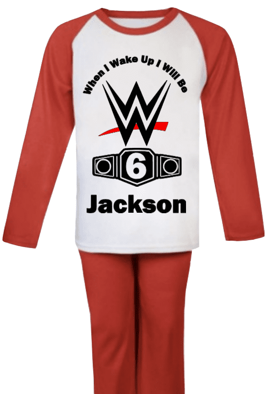 kids personalised when i wake up i will be WWE pjs