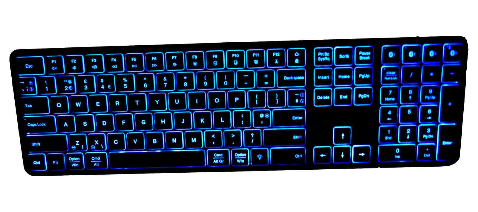 Jelly Comb Quad Pairing Bluetooth Wireless LED Backlit Keyboard UK Layout