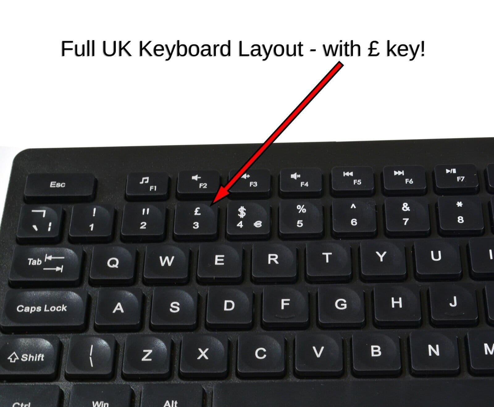 Wireless Keyboard Mouse Desktop UK Layout 2 4GHz Waterdrop Low Profile ...