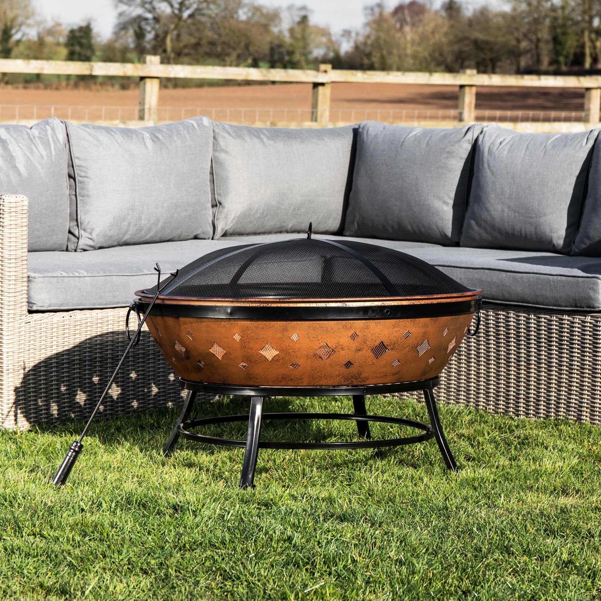 Garden Large Wood Burning Bowl Fire Pit Outdoor Log Burner Firepit