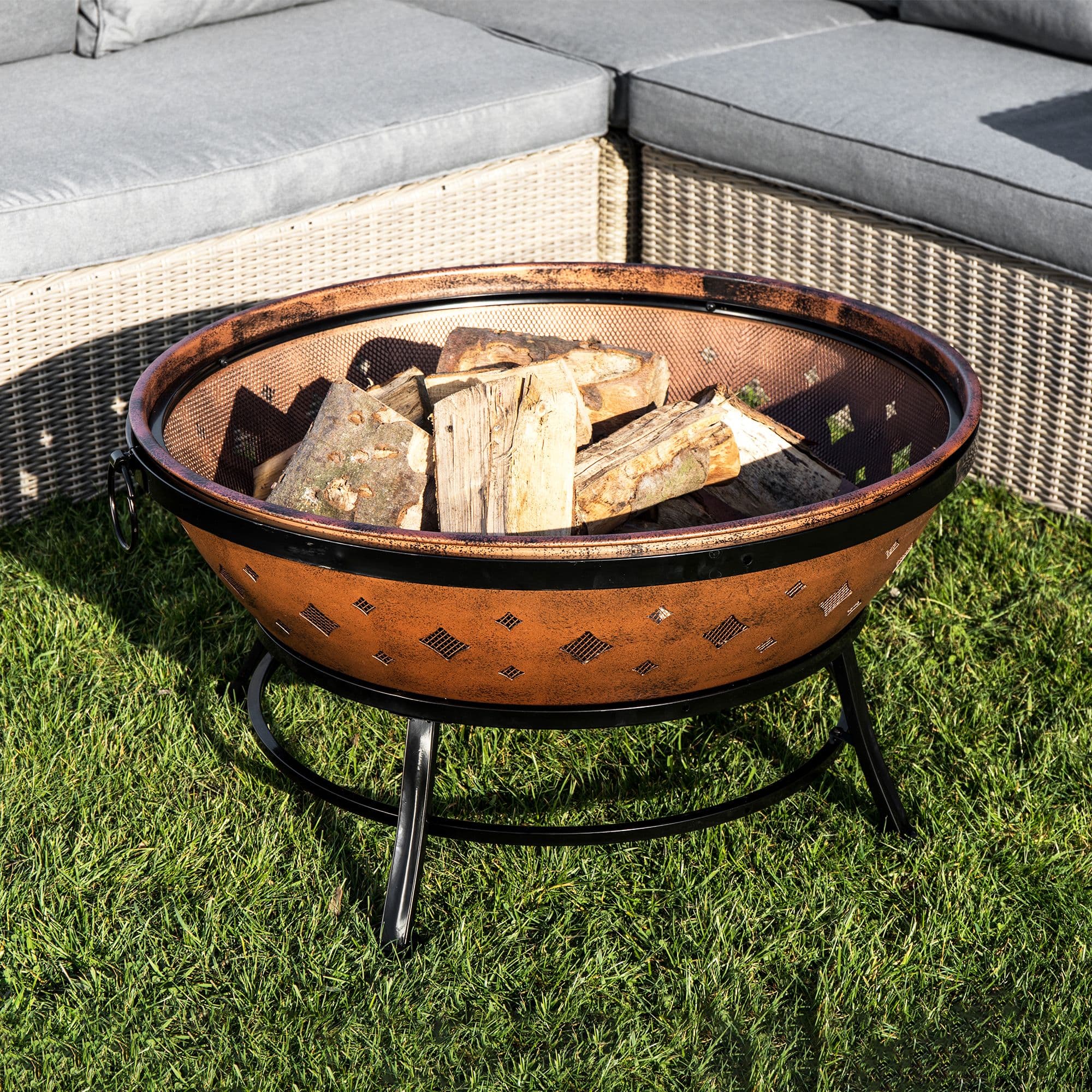 Garden Large Wood Burning Bowl Fire Pit Outdoor Log Burner Firepit