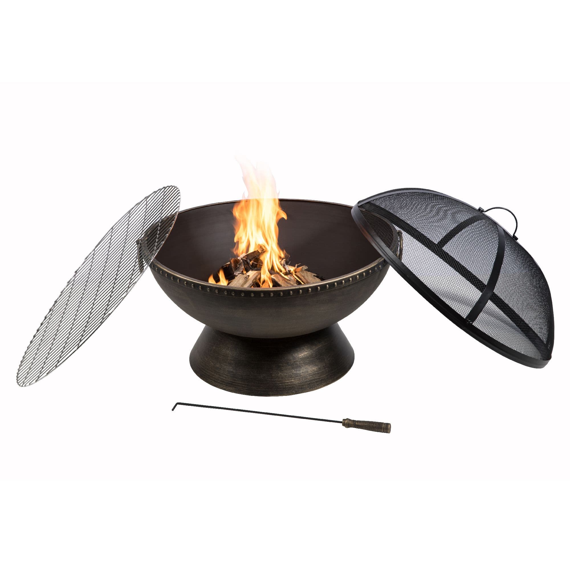 Garden Large Wood Burning Fire Pit Outdoor Log Burner Firepit & Lid