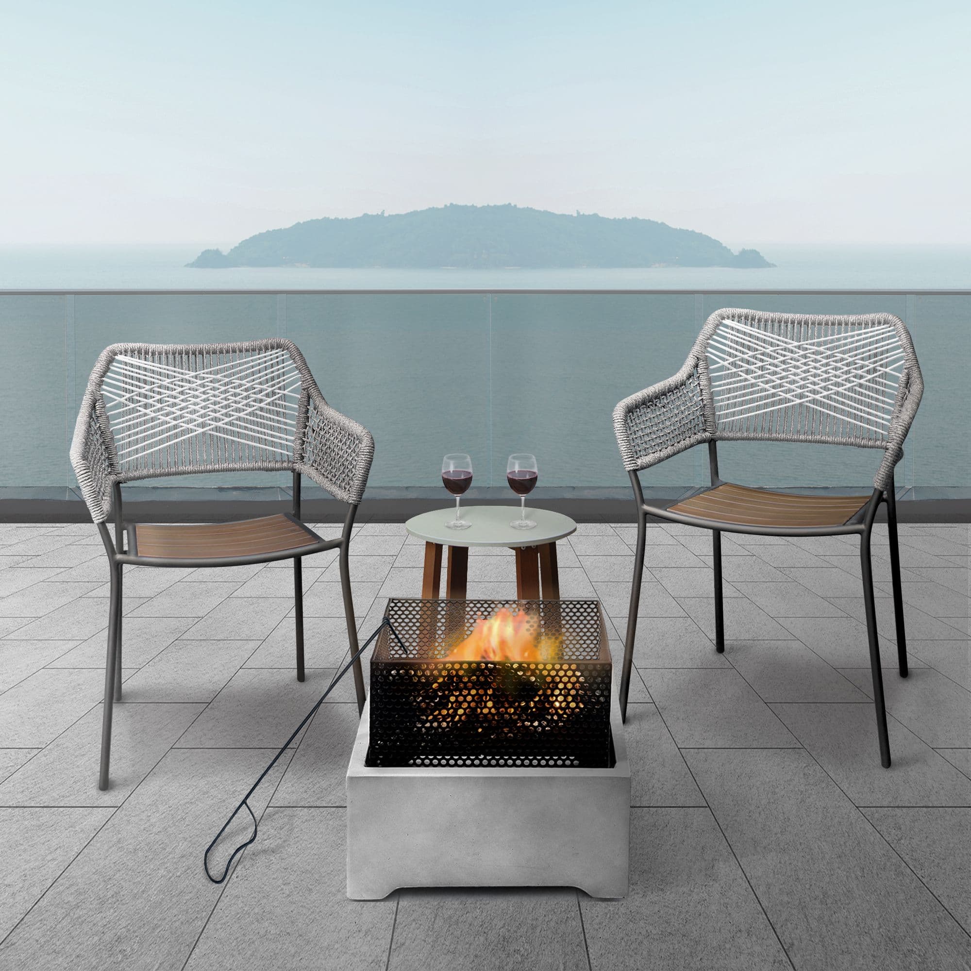 Garden Square Wood Burning Fire Pit Outdoor Log Burner Firepit