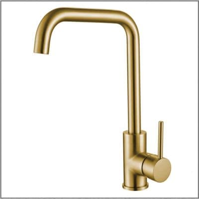 Side Lever Square Neck Mixer Tap - Gold Brass