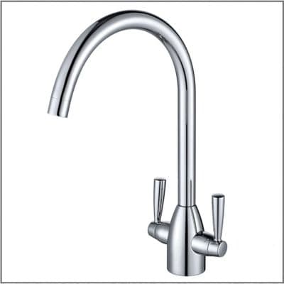 Twin Lever Round Neck Mixer Tap - Chrome