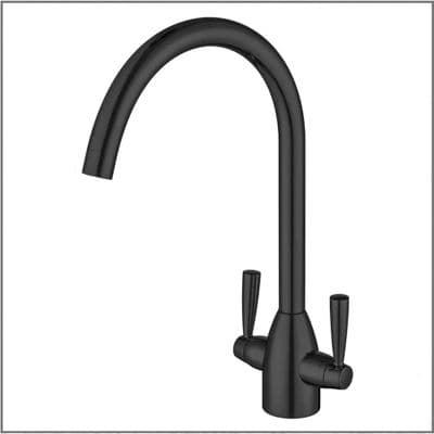 Twin Lever Round Neck Mixer Tap - Matt Black