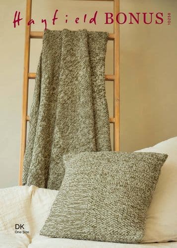 Hayfield Bonus DK Knitting Pattern - Blanket & Cushion 10258