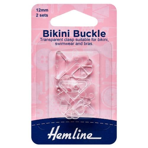 Hemline Bikini Buckles - 12mm - Clear 2 Sets