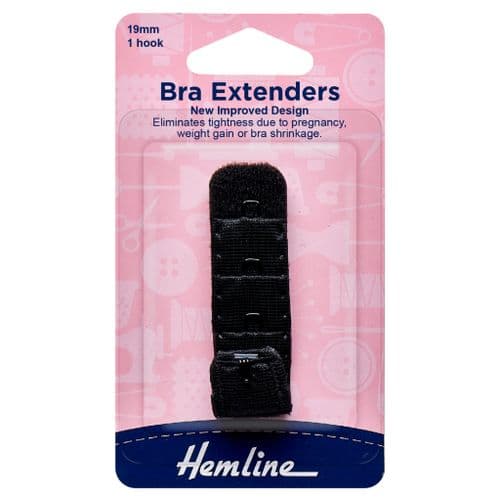 Hemline Black Bra Extender 19mm