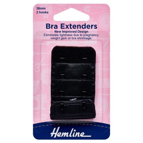 Hemline Black Bra Extender 38mm