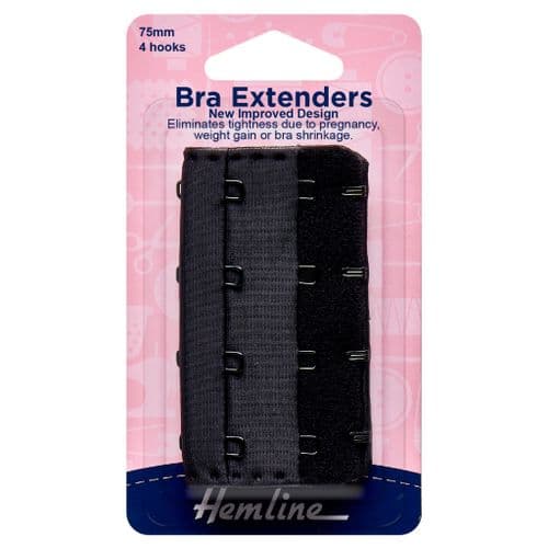 Hemline Black Bra Extender 75mm