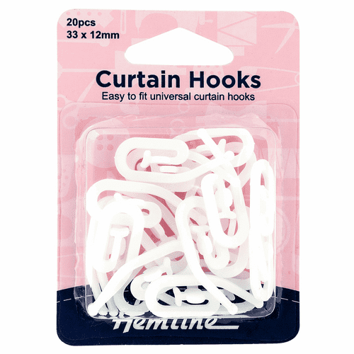 Hemline Curtain Hooks - 33 x 12mm - 20 Pieces