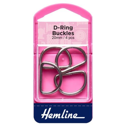 Hemline D Rings - 20mm Nickel - 4 Pieces