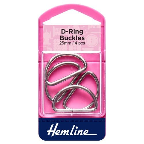 Hemline D Rings - 25mm Nickel - 4 Pieces