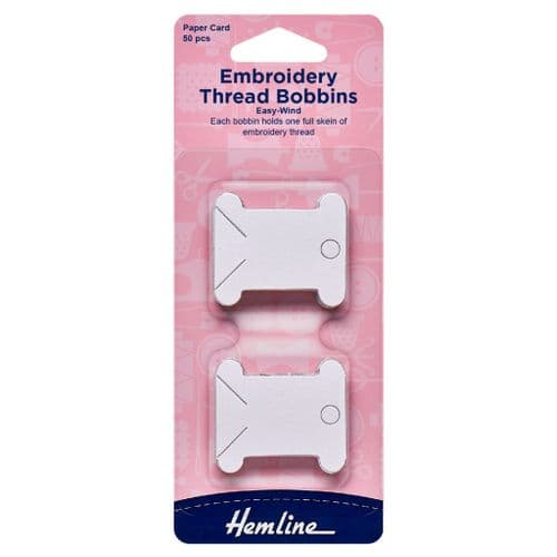 Hemline Embroidery Thread Paper Bobbins - 50 Pieces