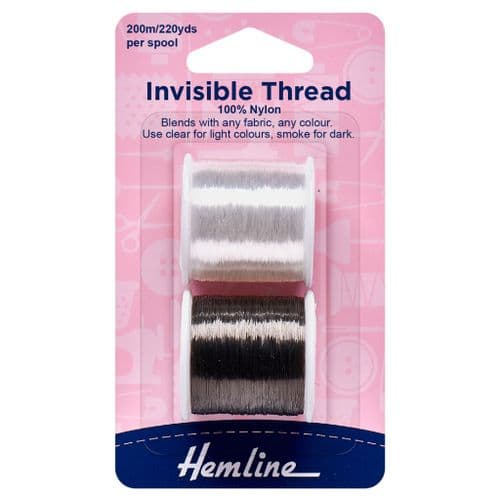 Hemline Invisible Thread - Clear & Smoke - 200m - Pack of 2