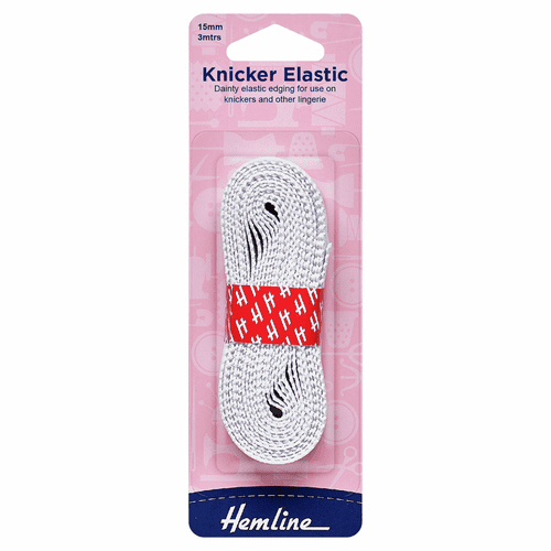 Hemline Knicker Elastic - 3m x 15mm - White