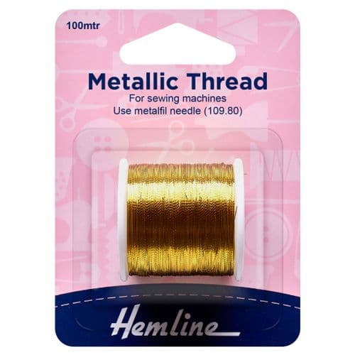 Hemline Metallic Thread - 100m - Gold/Sliver