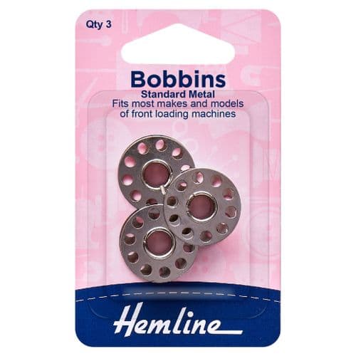Hemline Standard Metal Bobbins Pack of 3