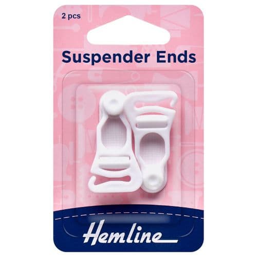 Hemline Suspender Ends - White - 1 Pair