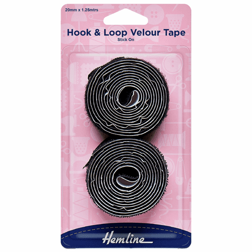 Hook & Loop Tape: Stick-On: Value Pack: 1.25m x 20mm: Black