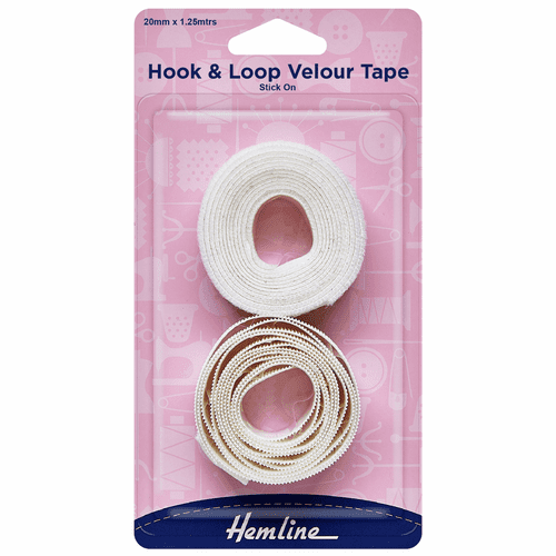 Hook & Loop Tape: Stick-On: Value Pack: 1.25m x 20mm: White