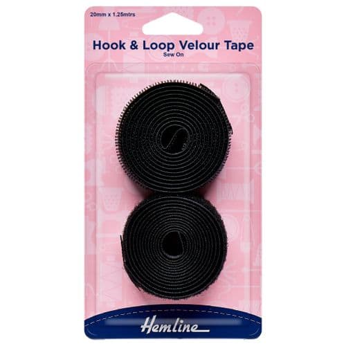 Hook & Loop Tape Value Pack: Sew On: 1.25m x 20mm - Black