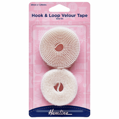 Hook & Loop Tape Value Pack: Sew On: 1.25m x 20mm - White