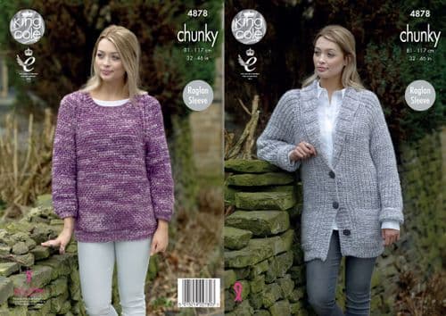 King Cole Big Value Tonal Chunky Knitting Pattern - Jacket & Sweater 4878