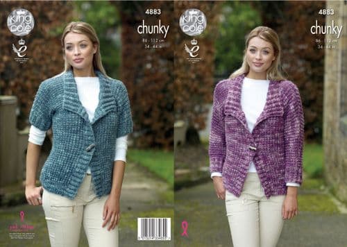 King Cole Big Value Tonal Chunky Knitting Pattern - Jackets 4883