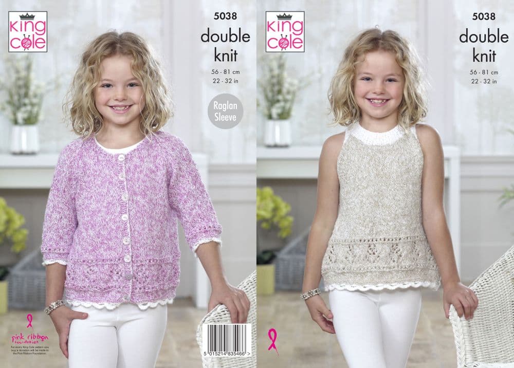 King Cole Calypso Knitting Pattern Cardigan & Top 5038