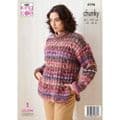 King Cole Cottagespun Chunky Knitting Pattern - Sweater & Cardigan 6246