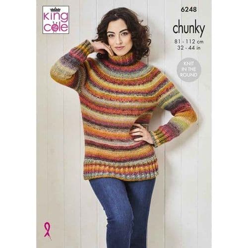 King Cole Cottagespun Chunky Knitting Pattern - Sweaters 6248