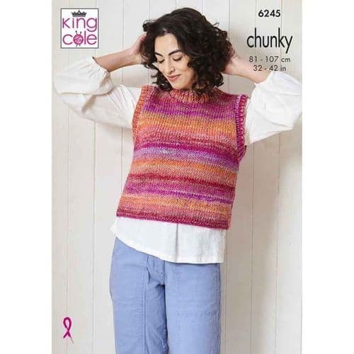 King Cole Cottagespun Chunky Knitting Pattern - Tank Top & Tunic 6245
