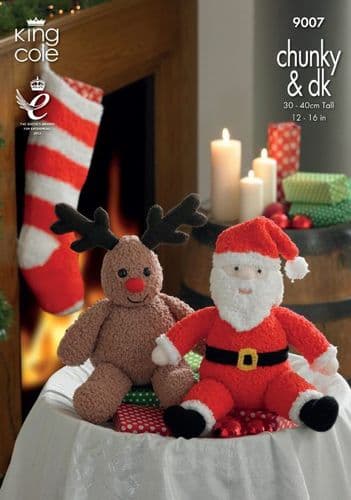 King Cole DK/Chunky Knitting Pattern - Santa and Rudolph Toys and Christmas Stocking 9007