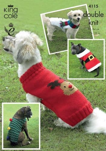 King Cole DK Pattern - Christmas Dog Coats 4115