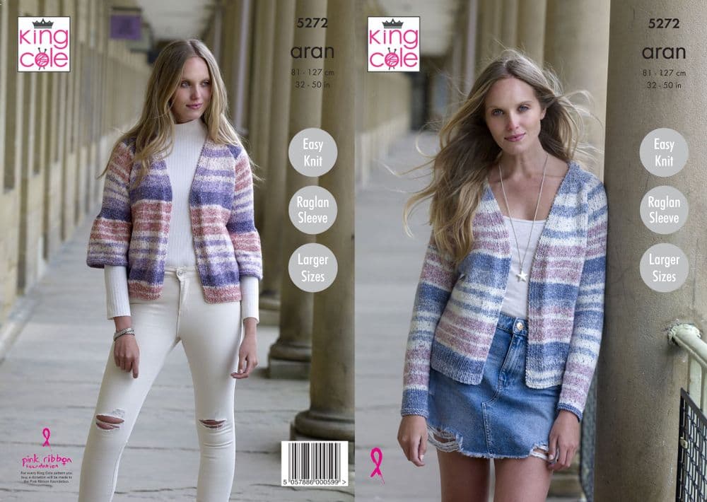 King Cole Drifter Aran Knitting Pattern Cardigans 5272