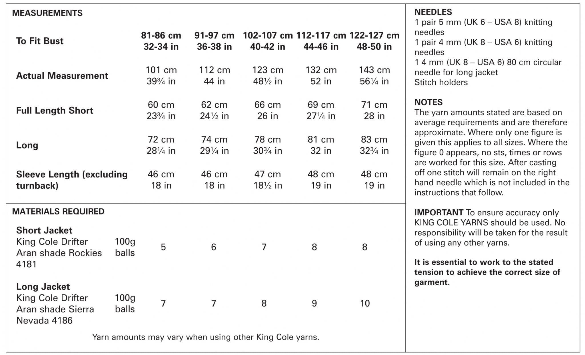 King Cole Drifter Aran Knitting Pattern Jackets 5268