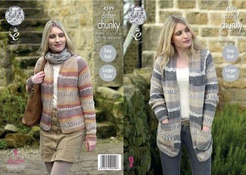 King Cole Drifter Chunky Knitting Pattern - Cardigans 4599