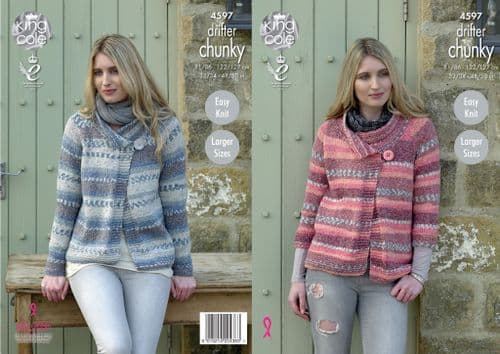 King Cole Drifter Chunky Knitting Pattern - Jackets 4597
