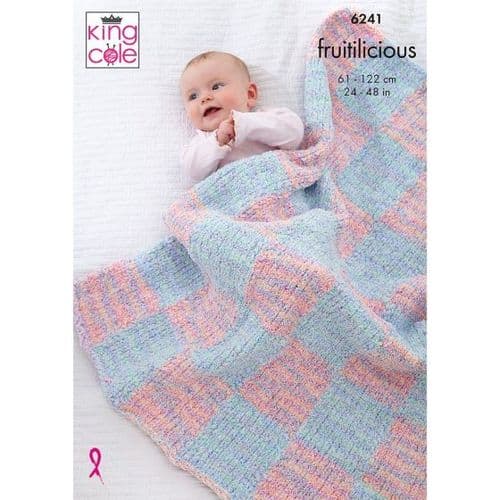 King Cole Fruitilicious Knitting Pattern - Blankets & Teddy 6241
