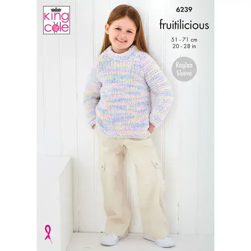 King Cole Fruitilicious Knitting Pattern - Jacket & Sweater 6239