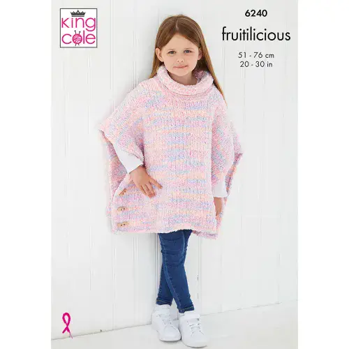King Cole Fruitilicious Knitting Pattern - Poncho & Sweater 6240