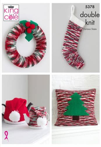King Cole Glitz DK Knitting Pattern - Christmas Accessories 5378