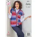 King Cole Hedgerow Chunky Knitting Pattern - Jacket & Waistcoat 6201