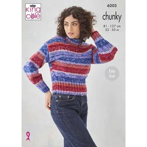 King Cole Hedgerow Chunky Knitting Pattern - Slipover & Sweater 6203