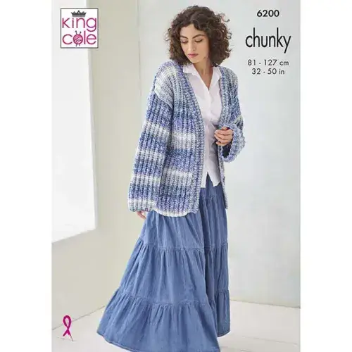 King Cole Hedgerow Chunky Knitting Pattern - Sweater & Cardigan 6200